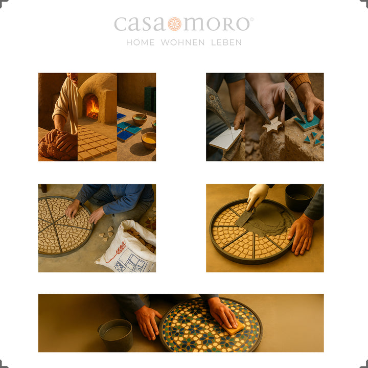Handgefertigte Mosaiktische aus Marokko