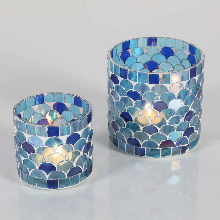 Photophore mosaïque orientale Athènes bleu foncé