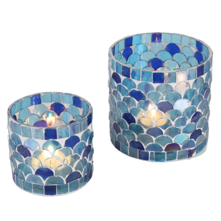 Photophore mosaïque orientale Athènes bleu foncé