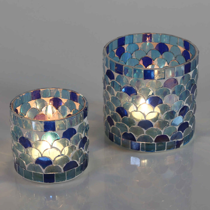 Photophore mosaïque orientale Athènes bleu foncé