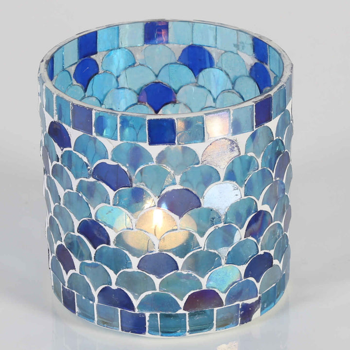 Photophore mosaïque orientale Athènes bleu foncé