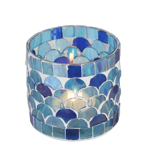 Photophore mosaïque orientale Athènes bleu foncé