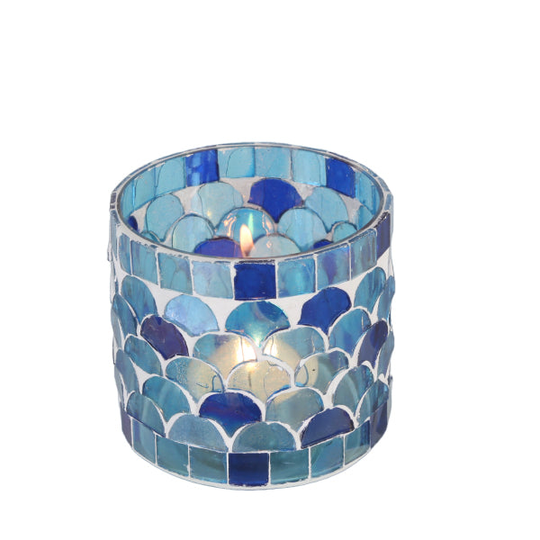 Photophore mosaïque orientale Athènes bleu foncé