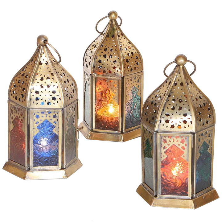 Photophores orientaux en verre Nael multicolores, lot de 3