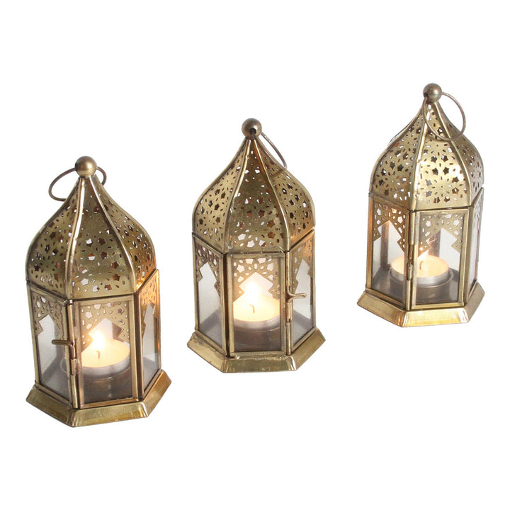 Photophores orientaux en verre Nael transparent, lot de 3