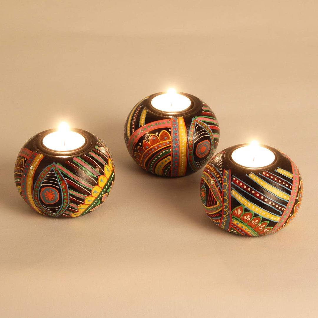 Lot de 3 photophores orientaux peints à la main Aicha
