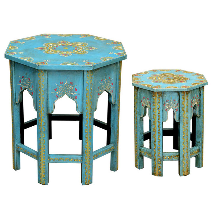 Orientalische Beistelltische Saada Blau 2er Set