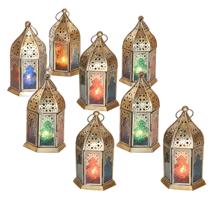Photophores orientaux en verre Nael multicolores, lot de 8