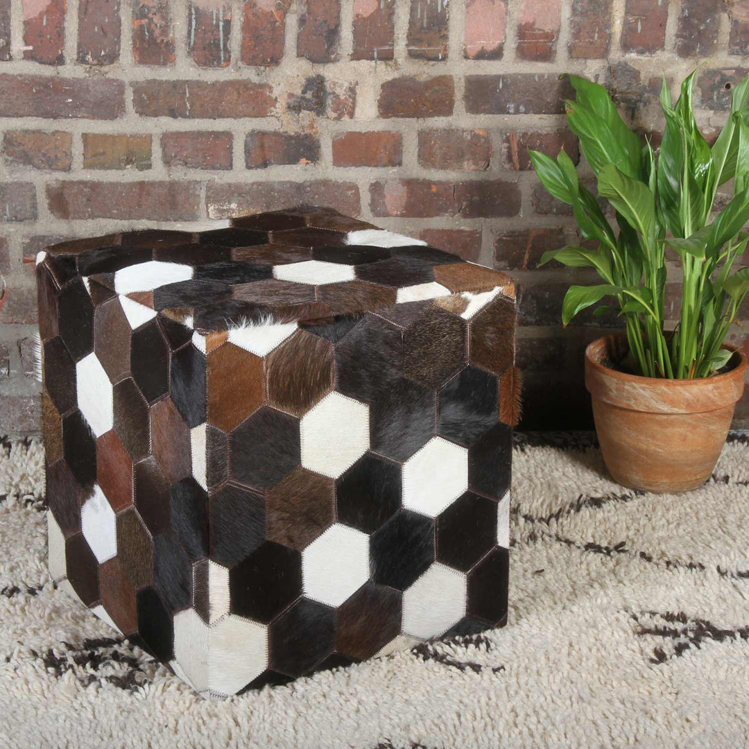 Coussin d'assise en cuir patchwork Vanita