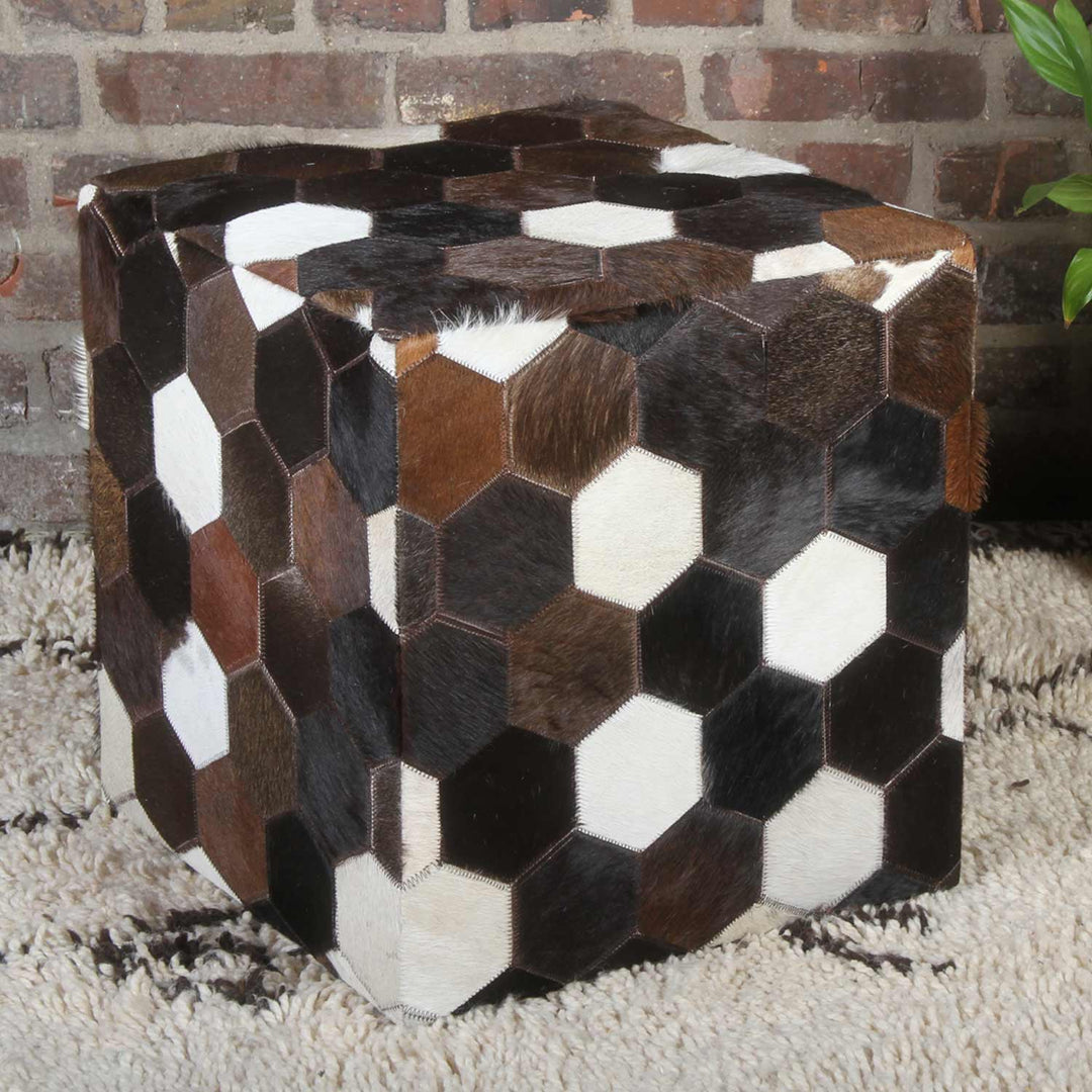 Coussin d'assise en cuir patchwork Vanita