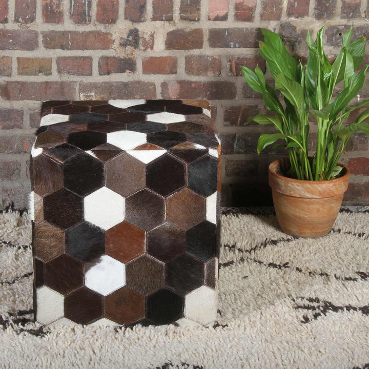 Coussin d'assise en cuir patchwork Vanita