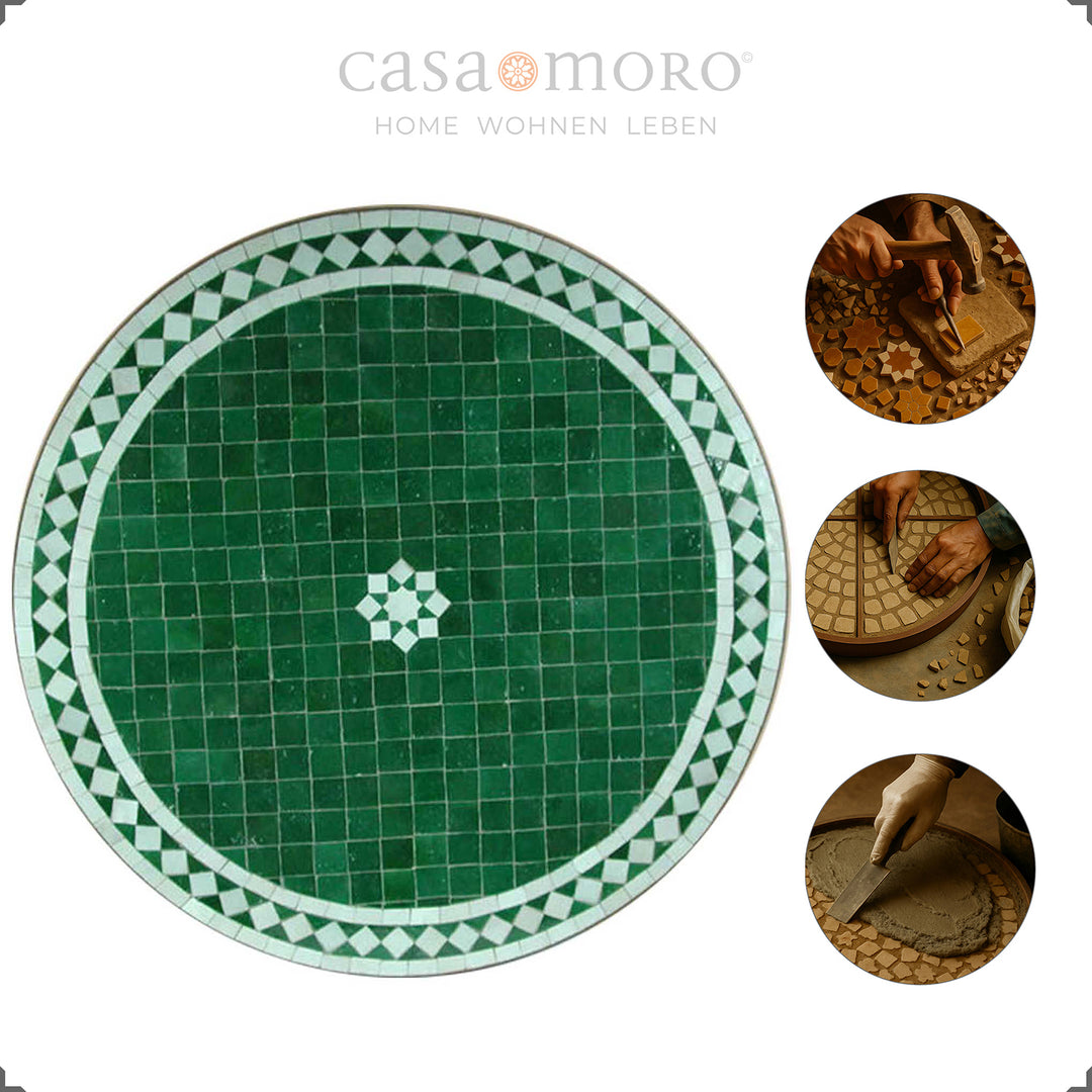 Mosaiktisch 60 cm mit Schmiedeeisen-Gestell in Rostoptik