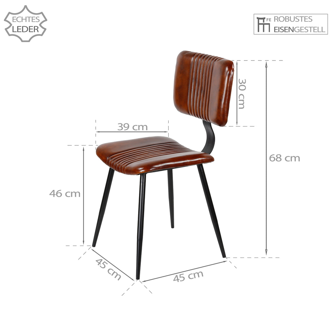 Chaises de salle à manger en cuir marron