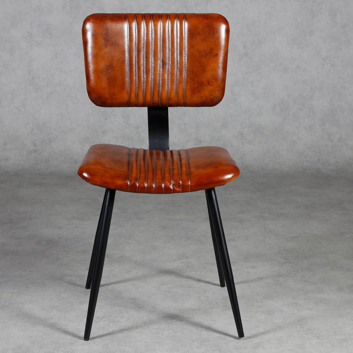 Chaises de salle à manger en cuir marron
