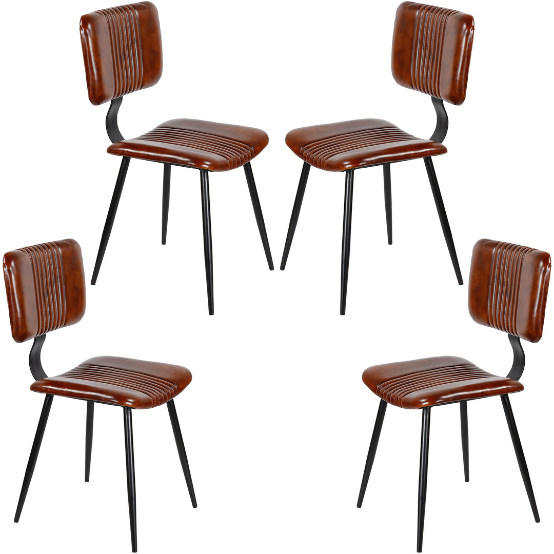 Chaises de salle à manger en cuir marron