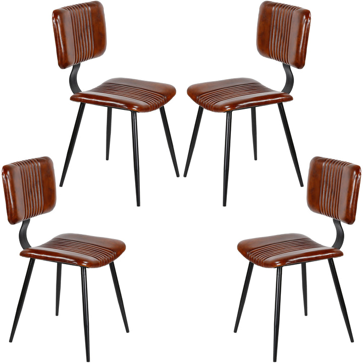 Chaises de salle à manger en cuir marron