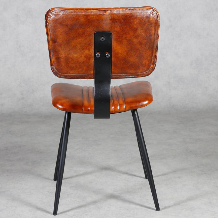 Chaises de salle à manger en cuir marron