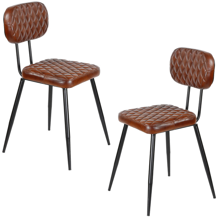 Chaises de salle à manger en cuir marron