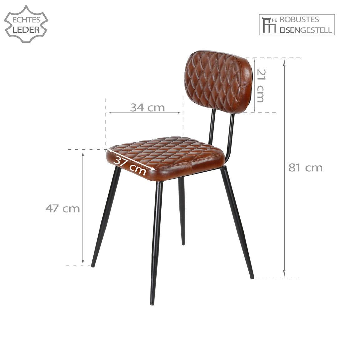 Chaises de salle à manger en cuir marron