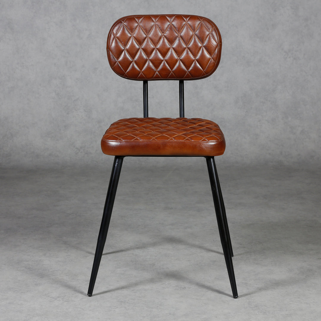 Chaises de salle à manger en cuir marron