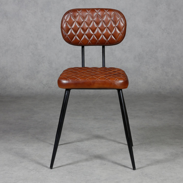 Chaises de salle à manger en cuir marron
