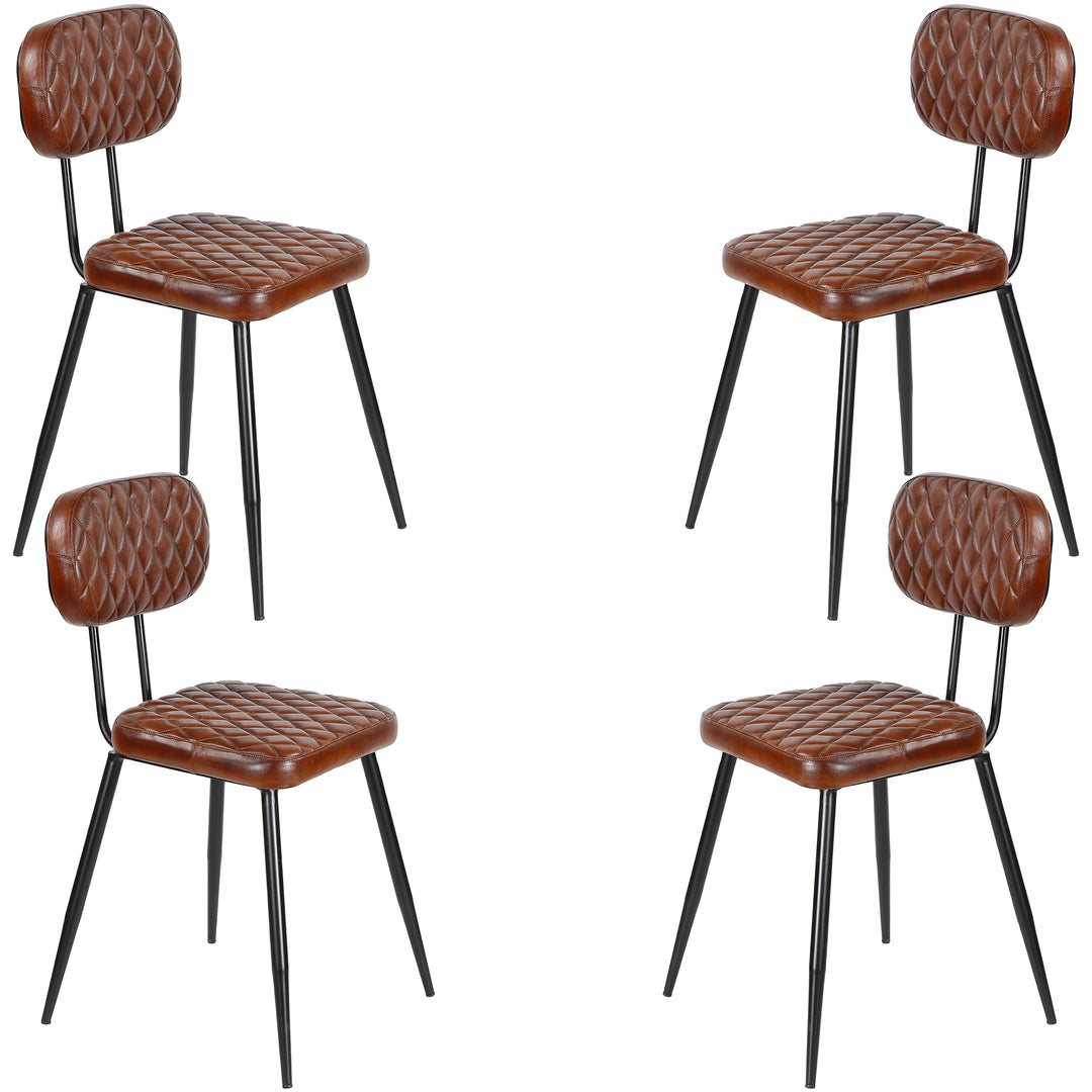 Chaises de salle à manger en cuir marron