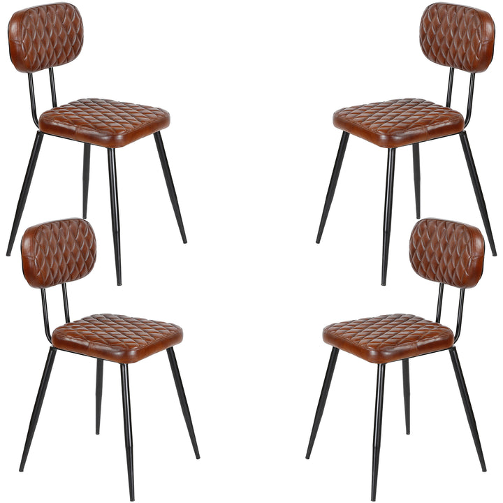 Chaises de salle à manger en cuir marron