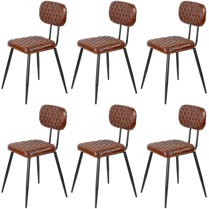 Chaises de salle à manger en cuir marron