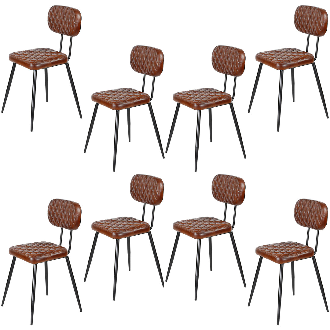 Chaises de salle à manger en cuir marron