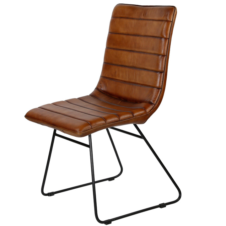 Chaise de salle à manger en cuir marron