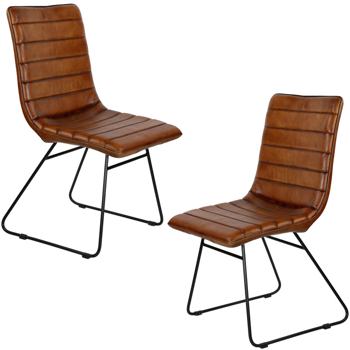 Chaise de salle à manger en cuir marron