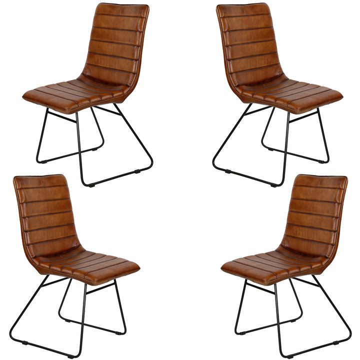 Chaise de salle à manger en cuir marron