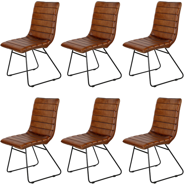 Chaise de salle à manger en cuir marron