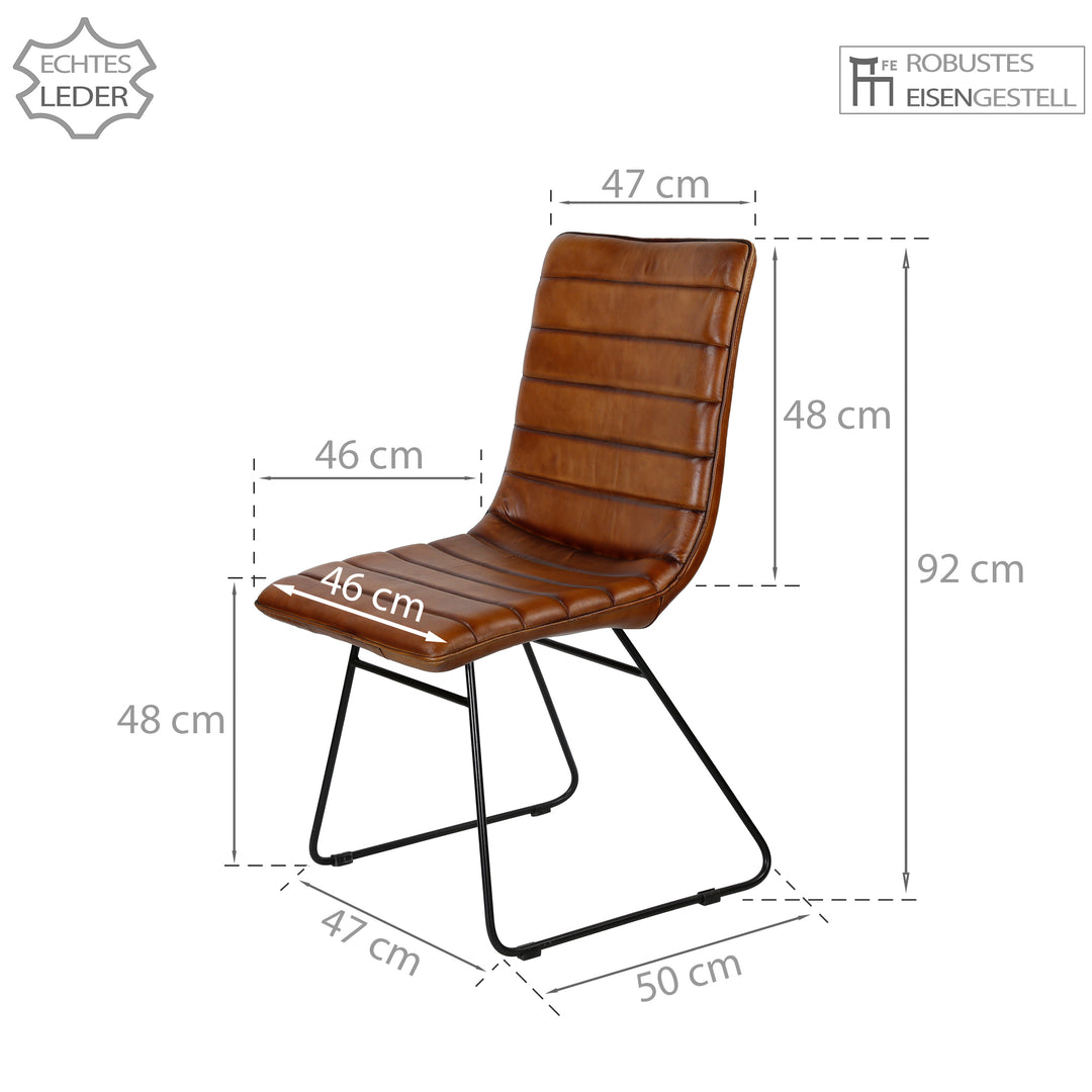 Chaise de salle à manger en cuir marron