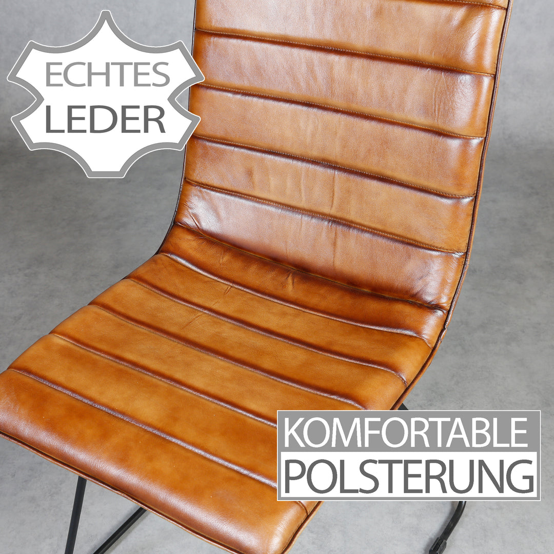 Chaise de salle à manger en cuir marron