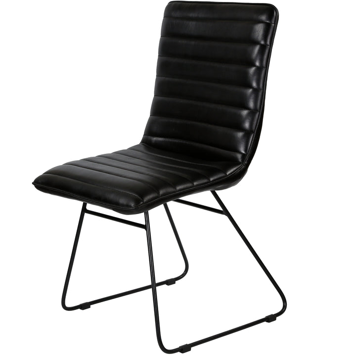 Chaise de salle à manger en cuir noir