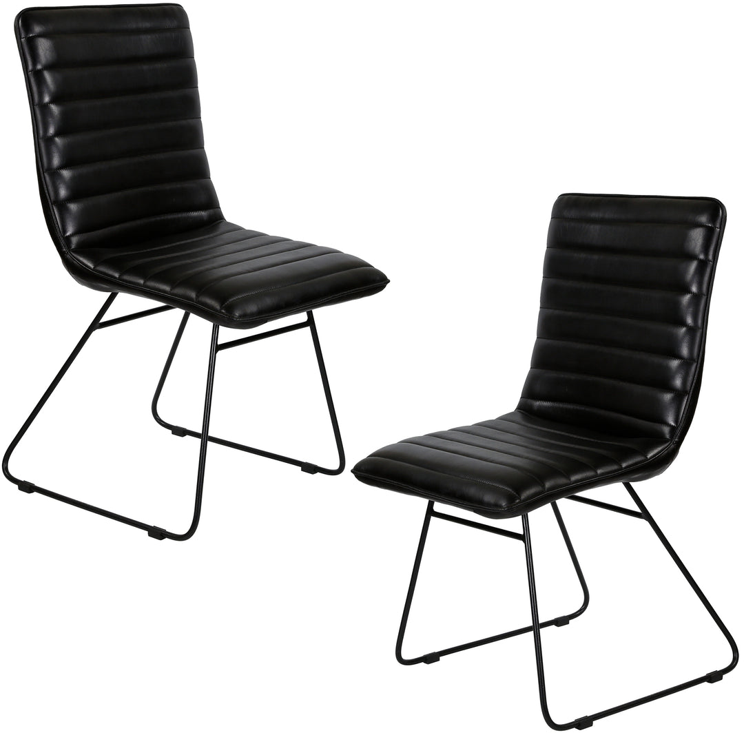 Chaise de salle à manger en cuir noir