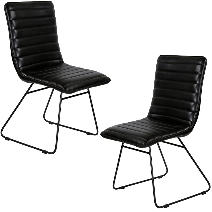 Chaise de salle à manger en cuir noir
