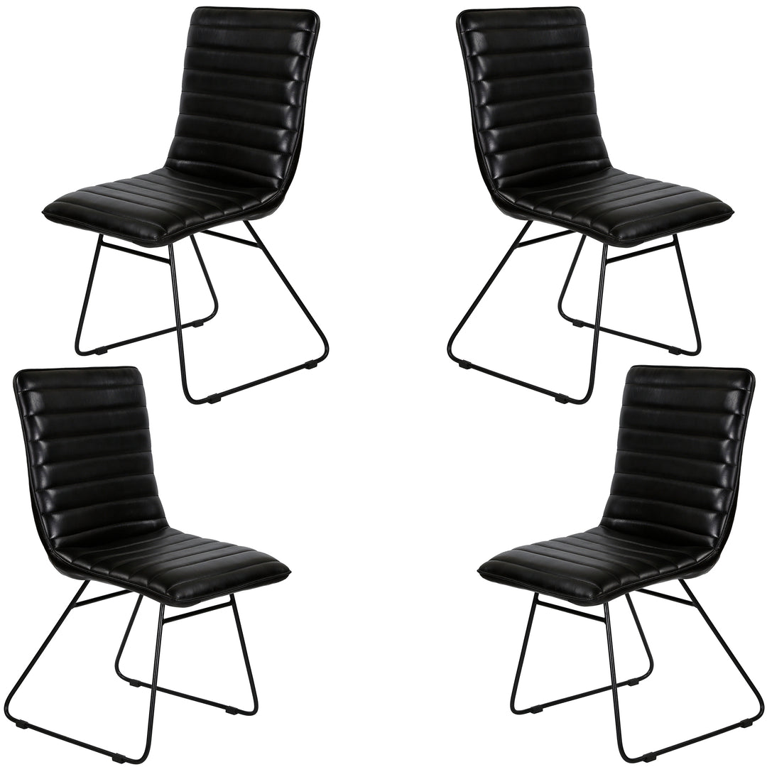 Chaise de salle à manger en cuir noir