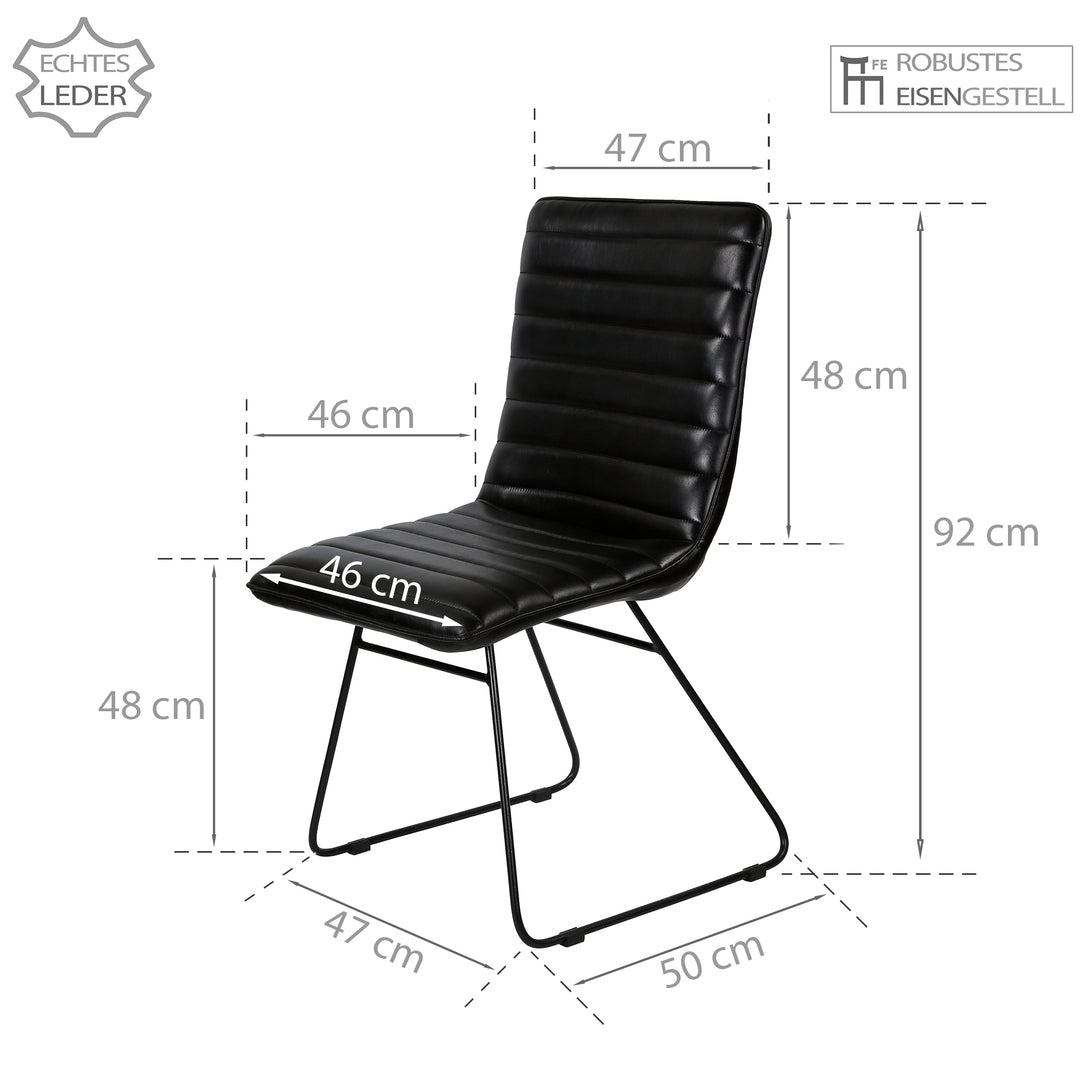 Chaise de salle à manger en cuir noir