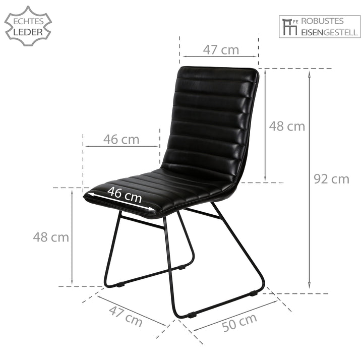 Chaise de salle à manger en cuir noir