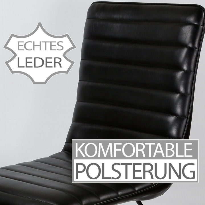 Chaise de salle à manger en cuir noir