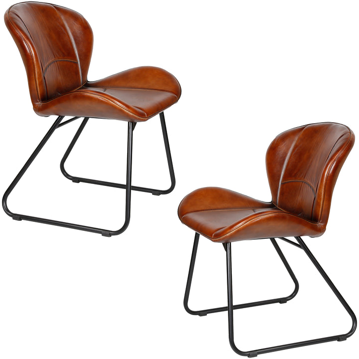 Chaise en cuir rouge-brun