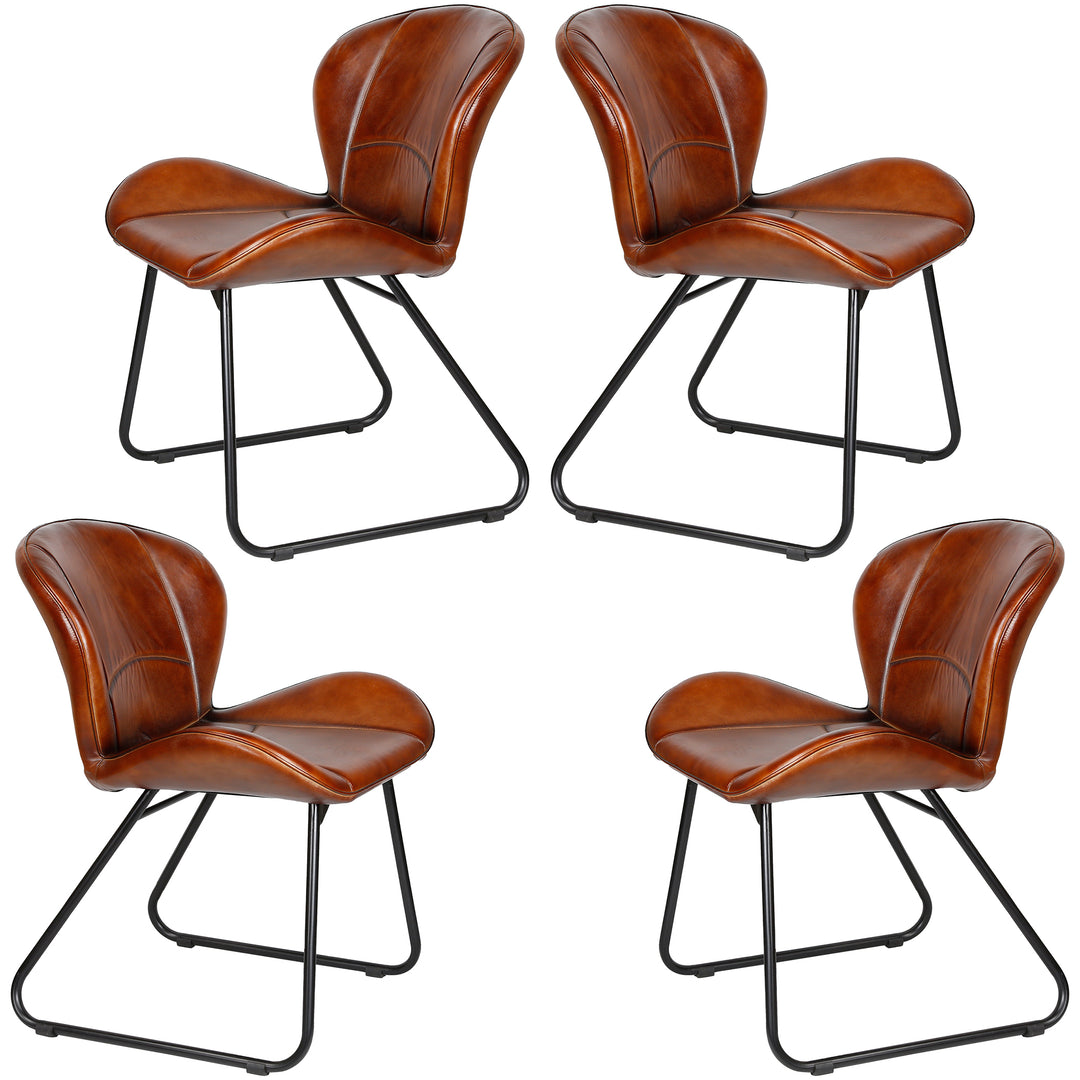 Chaise en cuir rouge-brun