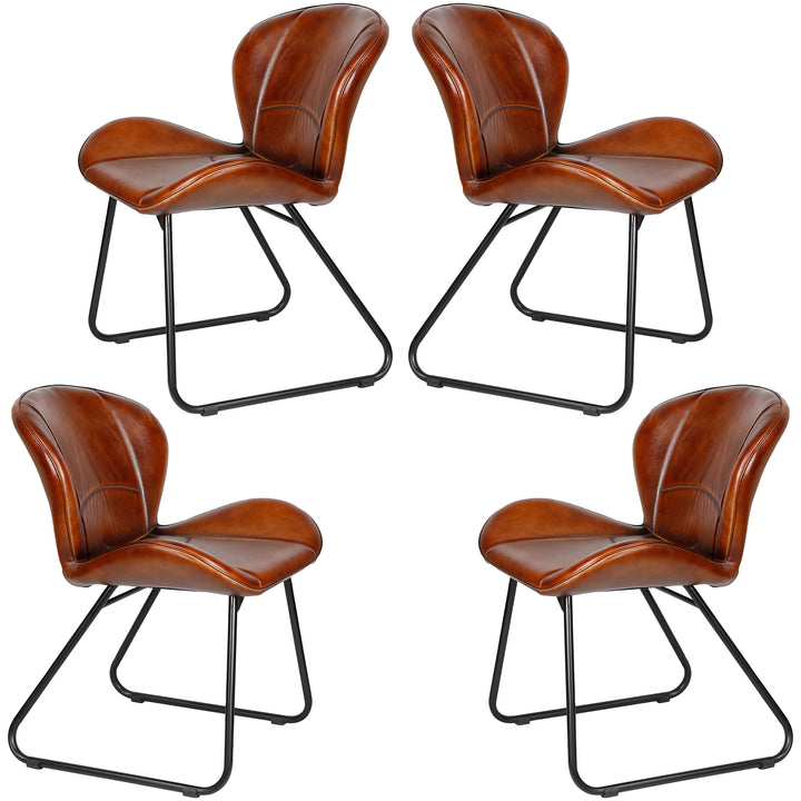 Chaise en cuir rouge-brun