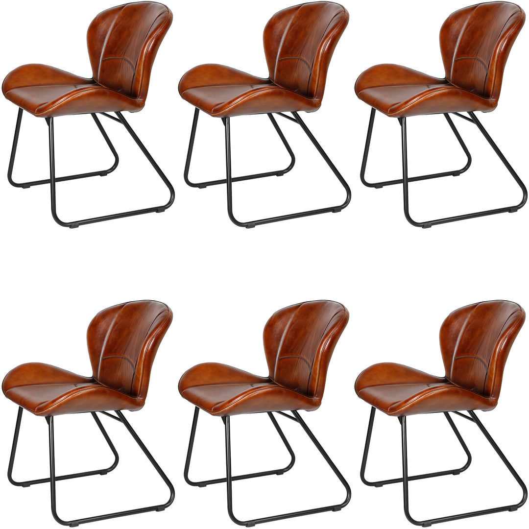 Chaise en cuir rouge-brun