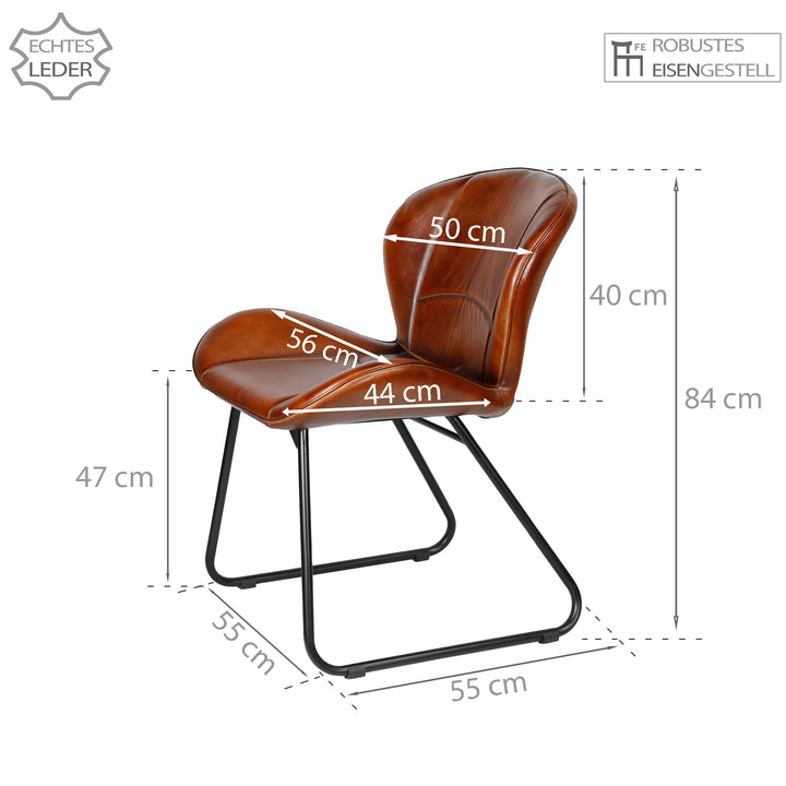 Chaise en cuir rouge-brun