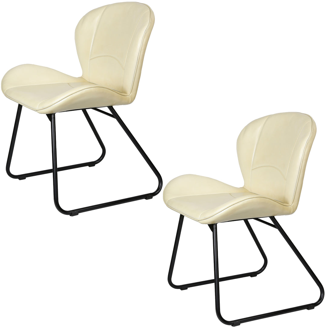 Chaise en cuir beige