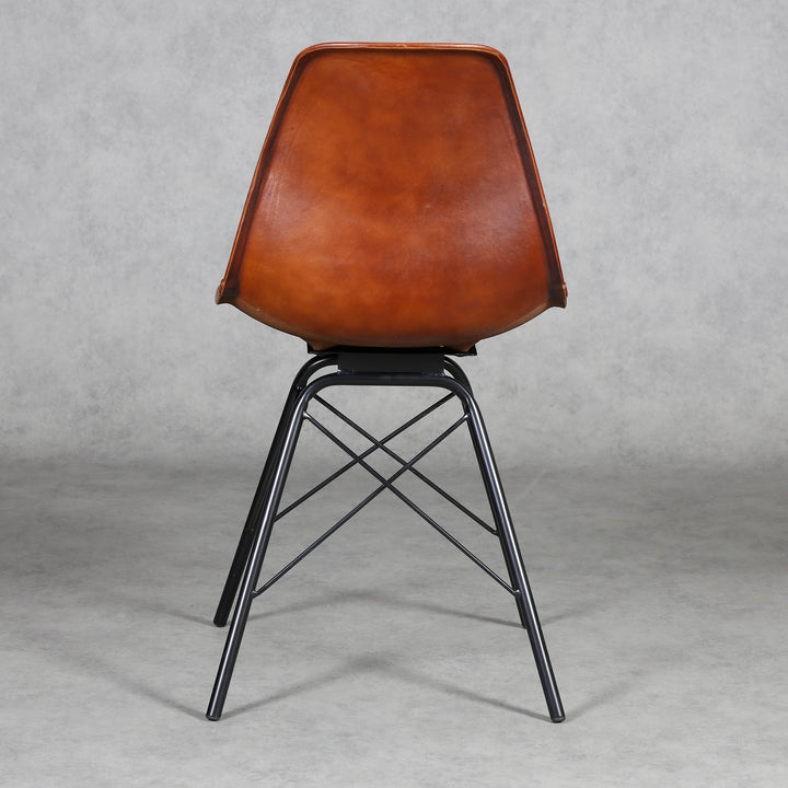 Chaise de salle à manger en cuir marron