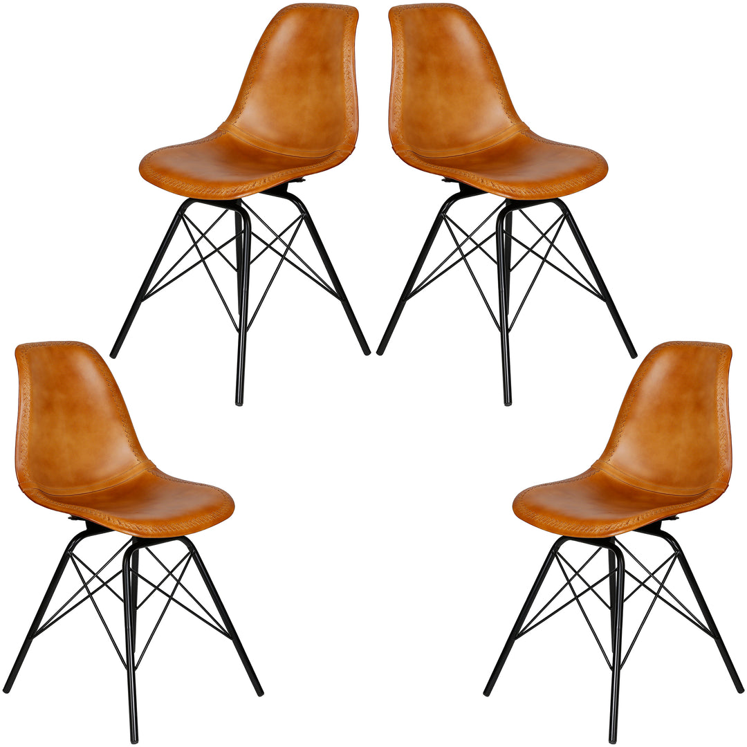 Chaise de salle à manger en cuir cognac
